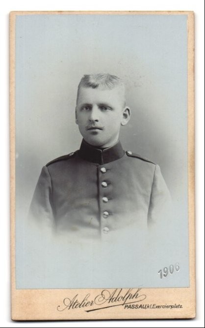 Photography studio Adolph, Passau, small training ground, young blonde soldier in