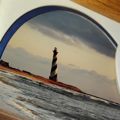 Lighthouse Of Outer Banks ’94 10×12 Mat Oak Framed & Signed Photography Wall Art