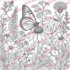 High resolution printable coloring sheet Digital Photo Picture Art Flowers
