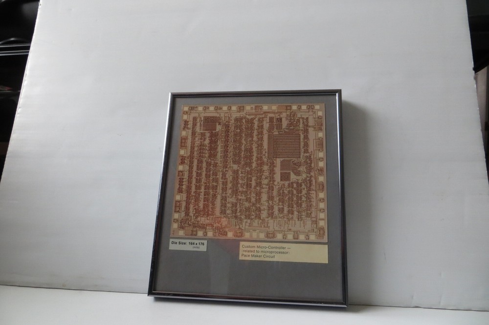 FRAMED PHOTOGRAPH OF A PACE MAKER CIRCUIT MICROPROCESSOR. 7.5″ x 8.0″ PRINT