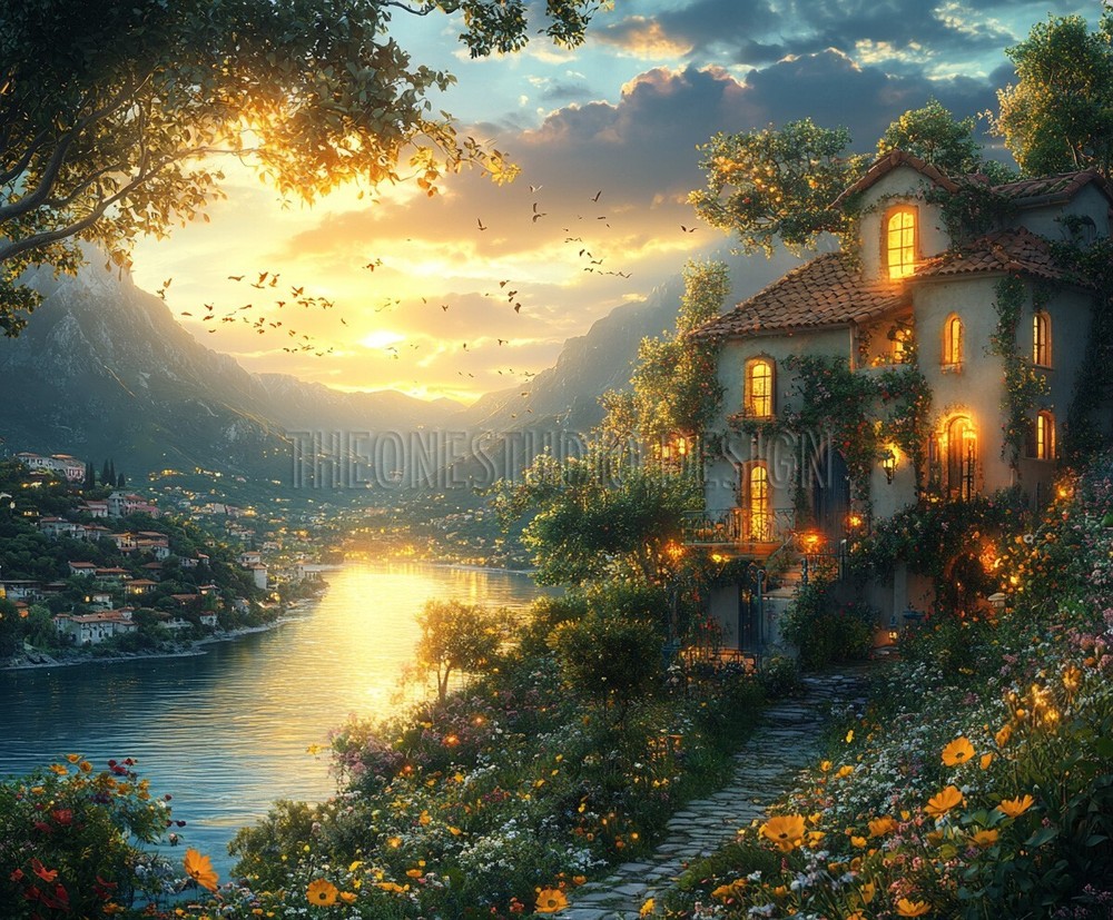 Digital Picture Photo Old Town Illustration Image Ai Art Desktop Wallpaper