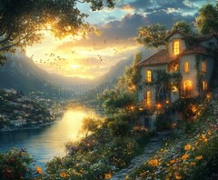 Digital Picture Photo Old Town Illustration Image Ai Art Desktop Wallpaper