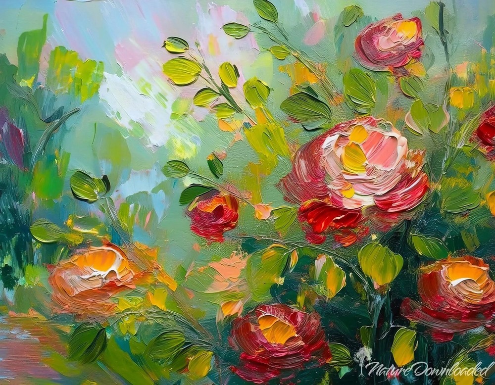 Oil Painting Digital Image Picture Photo Wallpaper Background Desktop Flower Art