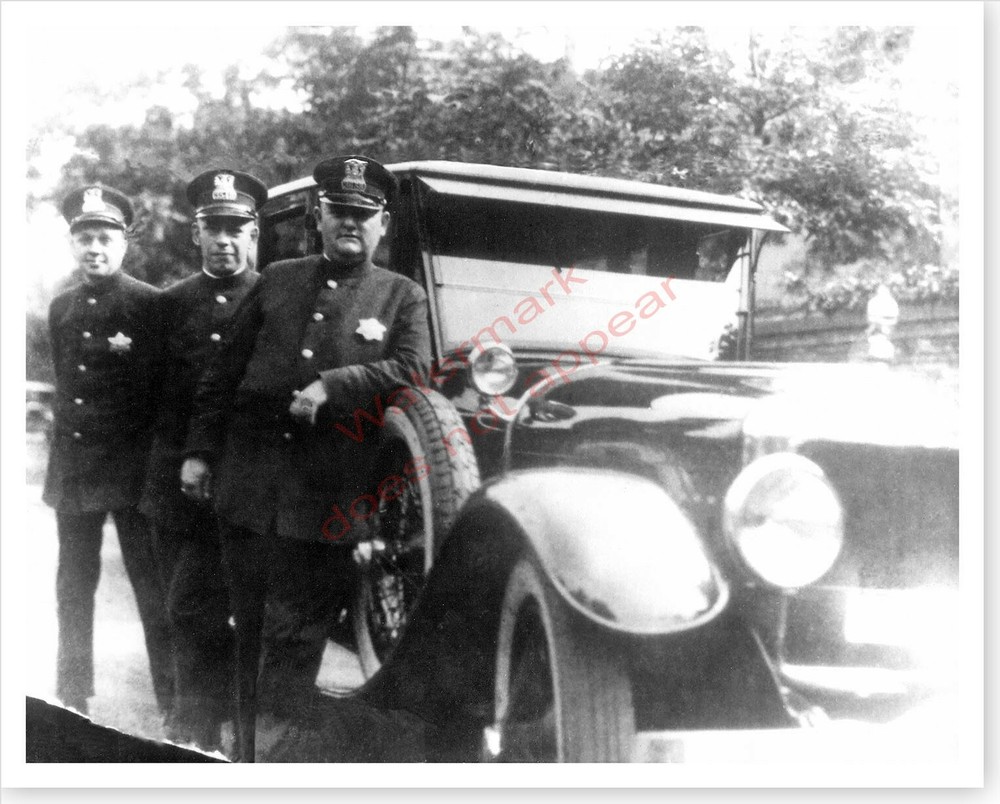 Chicago Police Department Cops At Touring Car 1920’s Silver Halide Photo