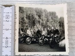 Photo Motorcycle BMW R51 with side walls 1951, Pößneck Thuringia, Original GDR (T)