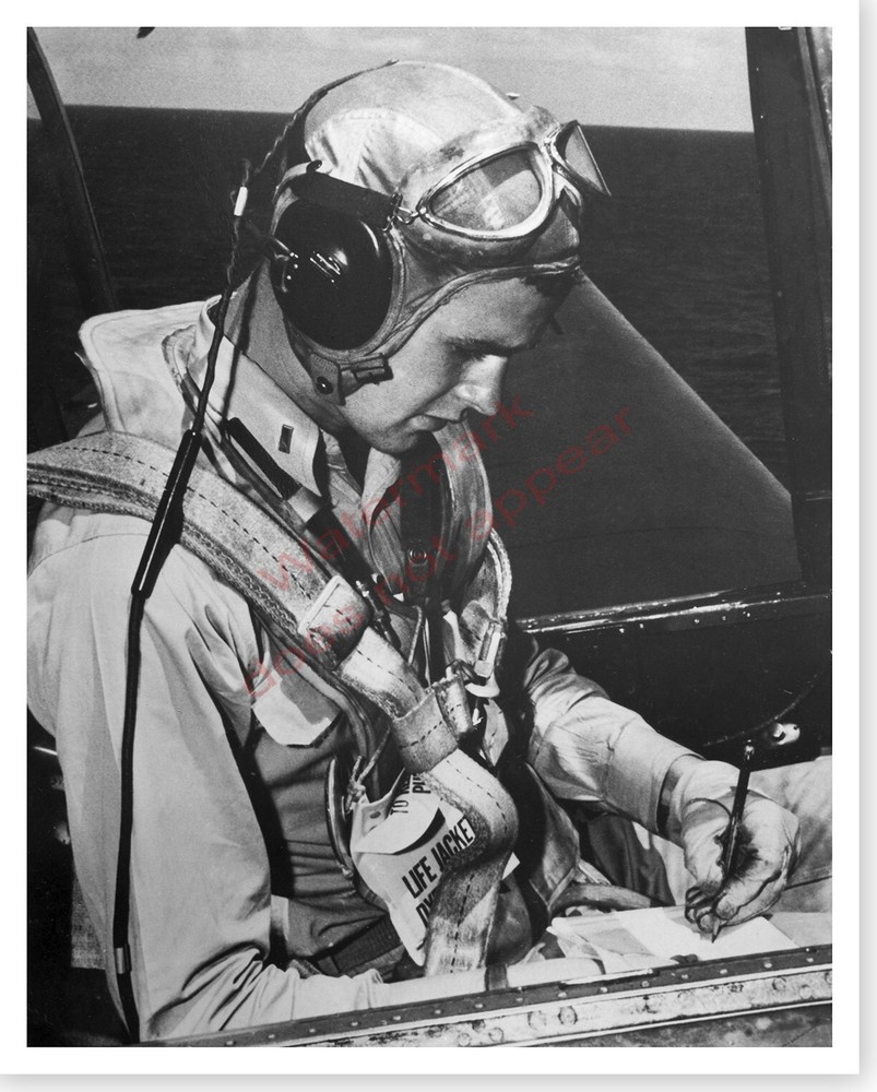 President George H. W. Bush 1944 In Navy TBM Avenger Silver Halide Photo