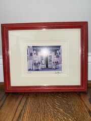 Framed Signed D. Jarry “Les Caves du Marais St. Catherine” Paris Café Print 11×9
