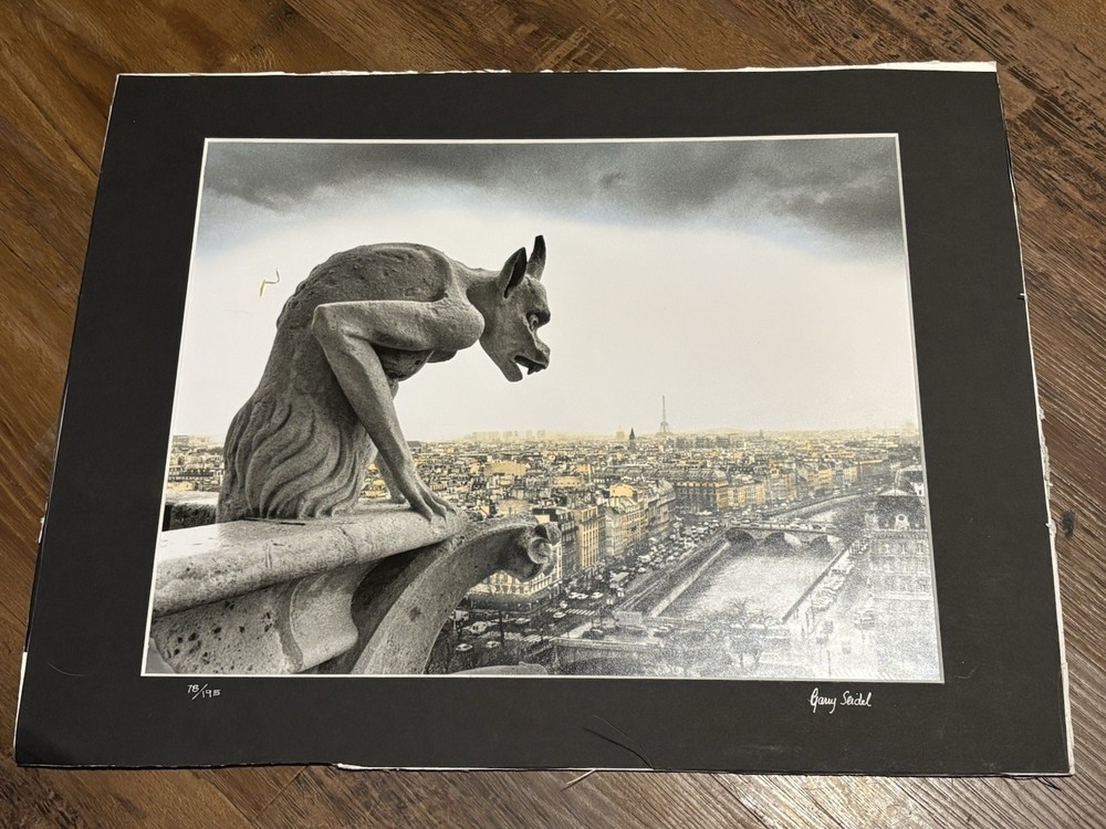 Signed Limited Edition Notre Dame Gargoyle Paris Print Gary Seidel 78/195