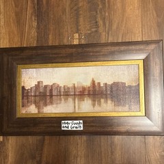 Framed Skyline Cityscape Print Wood Frame Wall Art 27×15 Patton Amani