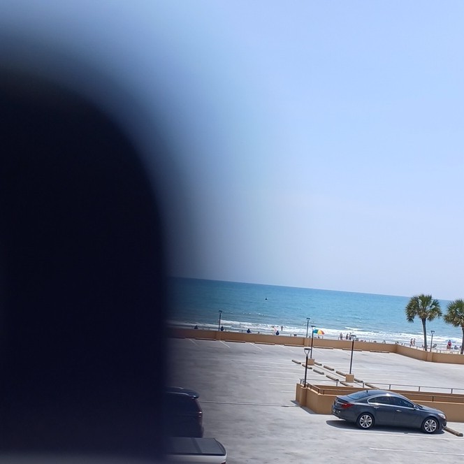 Beach Ocean Palm Trees Parking Lot Color Landscape Photograph