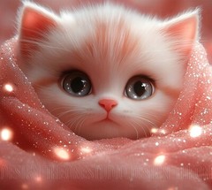 White Kitten Digital Image Picture PC Background AI Art Cute Wallpaper