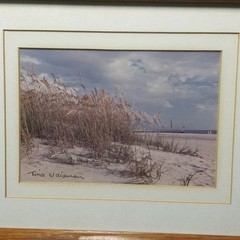 Signed 1988 Beach Photography Framed Vintage Coastal Dunes Oceanfront 9.5×11.5