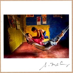 SIGNED STEVE MCCURRY FATHER & SON IN A HAMMOCK LTD 6 x 6 MAGNUM ARCHIVAL PRINT