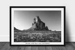 Black and White Shiprock Photo Print | New Mexico Wall Art | Southwestern Pictur