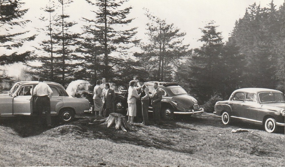 Vintage Photo People with Parked Car Vintage Passenger Car