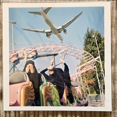 SABIHA CIMEN Magnum Square Print Plane, Students, Train @ Funfare 6″ x 6″ Signed