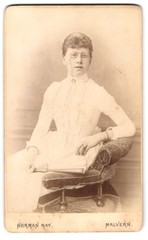 Photograph Norman May, Malvern, Woman with Glasses and Book in White Dress