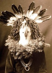 Navajo Mask “Yebichai Hunchback” Closer View, by E. S. Curtis, c1904, 5″ x 7″
