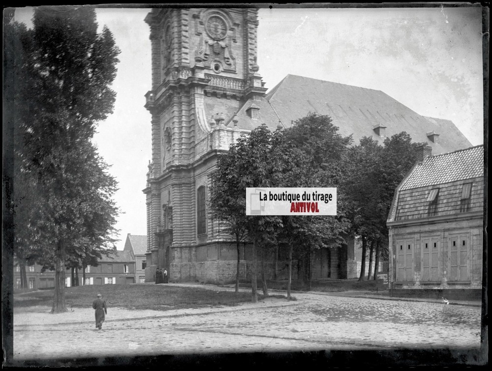 Church, Carvin, Vintage Photo Glass Plate, Black & White Negative, 9X12 Cm
