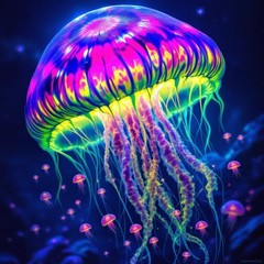 Jellyfish Vibrant Colors Digital Image Printable Art Download JPEG