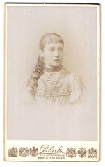 Photograph Pilartz, Bad Kissingen, young girl in dress with long braid and