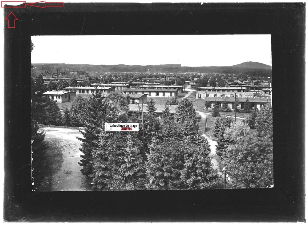 Old Black And White Positive Photo Glass Plate 13X18 Cm Military Camp Bitche