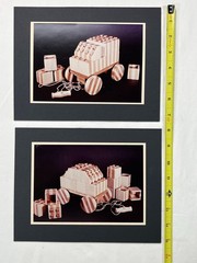 Vintage Amateur Color PHOTO ART – Wooden Toy Block Car Still Life – Matte Board