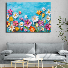 Colorful Floral Wall Art, Rainbow Flower Print, Spring Garden Painting Botanical
