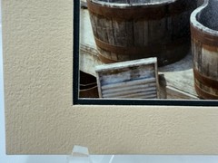 Gamow signed Old Farmhouse Laundry Wash Tubs Scrub Photography Art 5″ x 7″ Mated