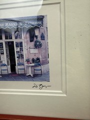 Framed Signed D. Jarry “Les Caves du Marais St. Catherine” Paris Café Print 11×9