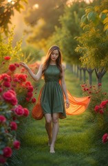 Digital Image Picture Photo Wallpaper Background Lovely Girl Flower Garden Art
