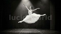 Ballerina Leap Spotlight Black White Digital Download Printable Wall Art Dance