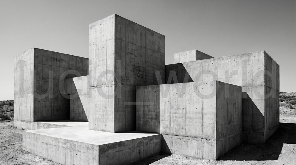 Brutalist Concrete Architecture Digital Print B&W Modern Minimalist Wall Art 4K