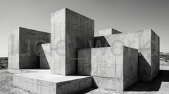 Brutalist Concrete Architecture Digital Print B&W Modern Minimalist Wall Art 4K