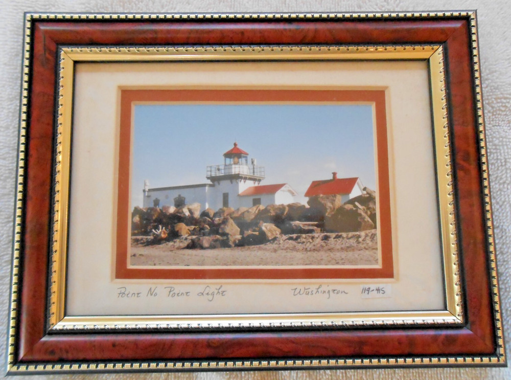 POINT NO POINT LIGHTHOUSE HANSVILLE WA 6.5″ X 8.5″ Framed Matted Photo 3″ X 4.5″