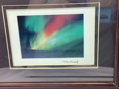 Alaska Aurora Borealis with Mat Dark Wood Framed Art Signed by Tom Soucek