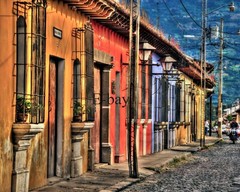 16X20 ART PHOTO, STREET IN ANTIGUA GUATEMALA, Guatemalan