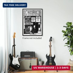 VERENIX Fashion Black And White Photography Wall Art Vintage Preppy Record Shop