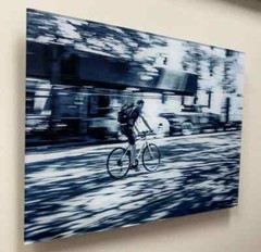 Urban Expressionist Photography Titled Hermes of Man on a Bicycle in NYC