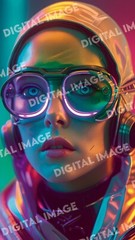 Futuristic Cyberpunk Android Portrait – Digital AI Art Wall Print