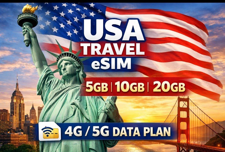 USA Travel eSIM 30GB 30Days 4G/5G Data Plan