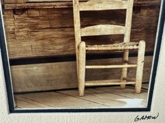 Gamow signed Old Farm Porch Chair at Glass Window Photography Art 5″ x 7″ Mated