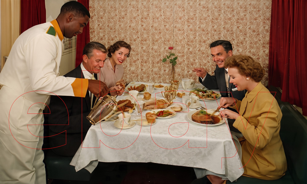Photo Art Print of the Gold Room on the UP’s City of Portland dining car 1950