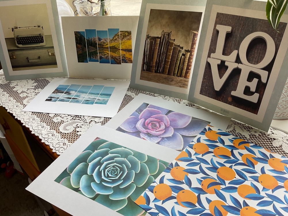 Art Photos on Card Stock. 8×10 ready to frame. Lot of 8 pieces, various themes.