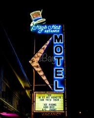 8×10 Photo of Neon Sign for High Hat Motel, Las Vegas, NV. Free Shipping.