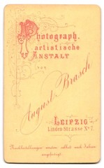 Photograph August Brasch, Leipzig, Lindenstraße 7, portrait of a man with droppings