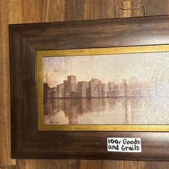 Framed Skyline Cityscape Print Wood Frame Wall Art 27×15 Patton Amani