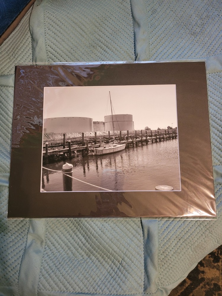 8 By 10 Docked Small Sailboat Matted Photograph
