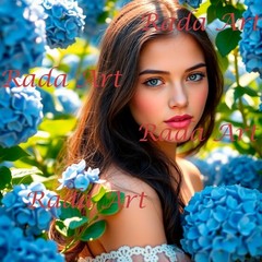 A Girl in Hydrangeas Digital Image Ai Art Picture Photo Wallpaper Desktop