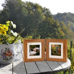 Double Hinged 4×4 Picture Frame with Real Glass-Tabletop or Wall Mounted, Dis…